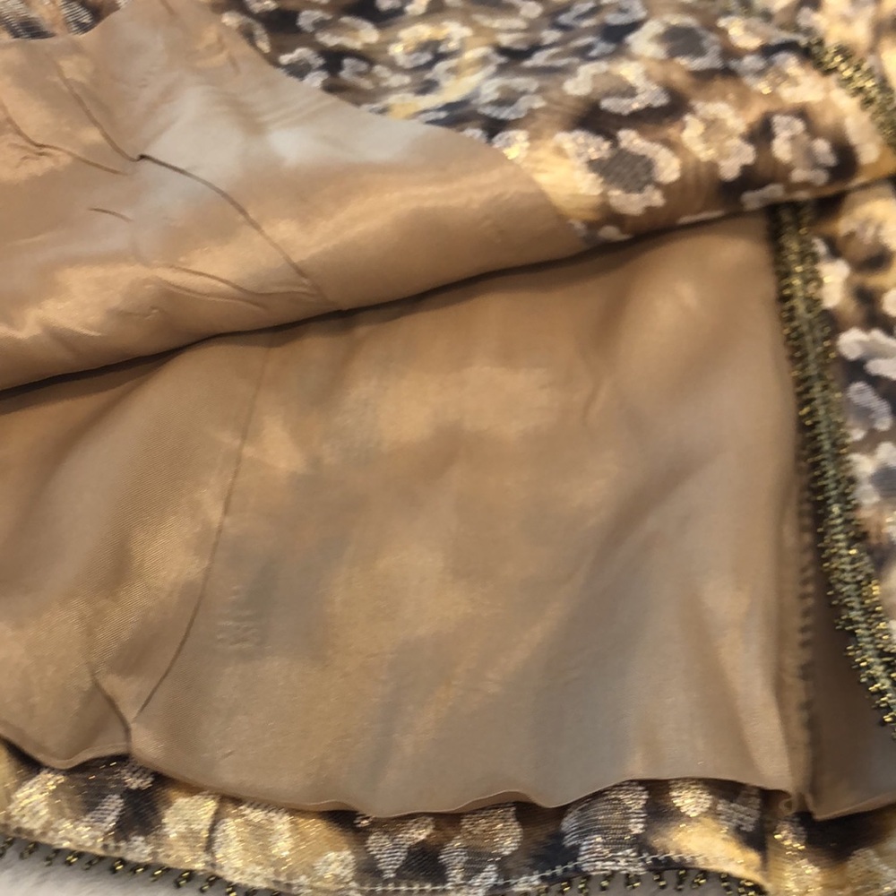 Bergamo Studio Vintage Blazer Gold & Brown ornate floral leopard print SZ 14 - Picture 6 of 12